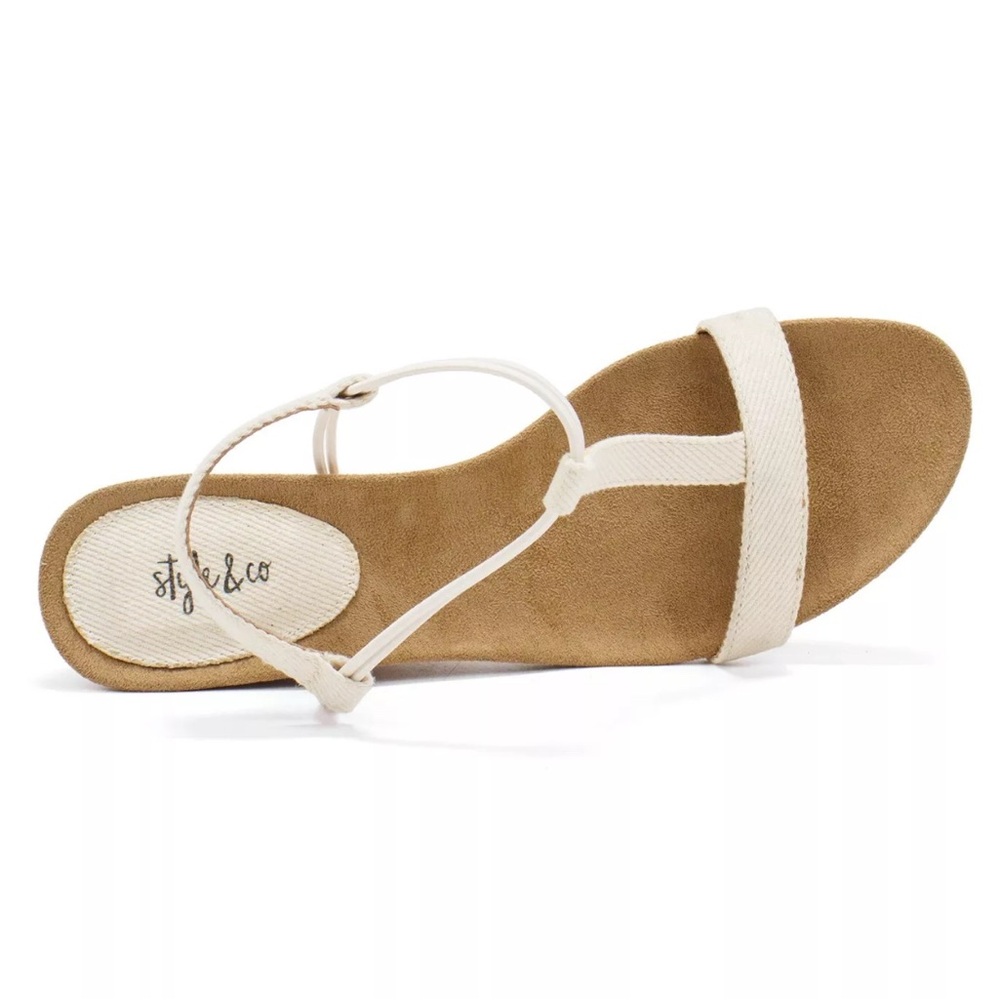 NWT Macy’s STYLE & CO MULAN T-STRAP WEDGE SANDAL ESPADRILLES Linen Nude SZ 12 - Picture 10 of 11